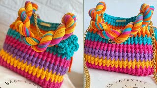 شنطة حقيبة كروشية بغرزة جديدة وتريند وسهلة جدااا للمبتدأينnew bags crochet [upl. by Ettedanreb]