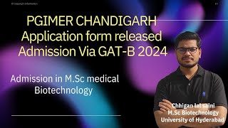 PGIMER CHANDIGARH Application form released admission via GATB 2024 [upl. by Sirenay]