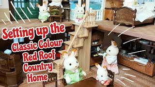 Setting up the Classic Colour Red Roof Country Home Gift Set  Sylvanian Families  Calico Critters [upl. by Ytram]