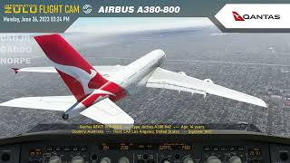 Qantas 17 A380 afternoon arrival with waypoints [upl. by Renrut638]