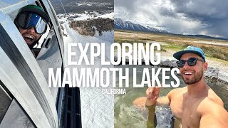 JETTA CAR CAMPING IN MAMMOTH LAKES  NATURAL HOT SPRINGS  SPRING SNOWBOARDING 2024 [upl. by Matt]