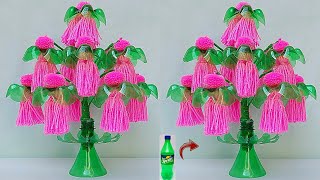 Plastic bottle Vase Craft DIY Easy Tree from Waste bottleSprite ki bottle se banaye Guldasta [upl. by Hildy]