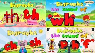 Digraphs Mix  Thth wh chsh ph 4 videos [upl. by Jolanta]