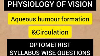 Physiology of vision part 3Aqueous humour formation and circulation [upl. by Jock]