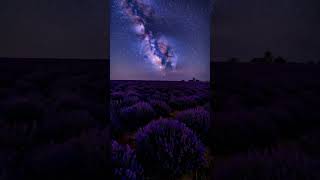 Starry Night Over Lavender Fields beautiful nature lavender fields beautifulnature [upl. by Toile]