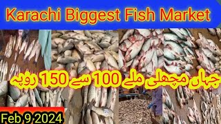 Karachi Ki Sasti Fish Market  Karachi Fishery Latest On 9 Feb 2024 Fruit Sabzi Fish Market Karachi [upl. by Ytineres]