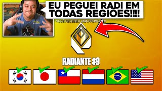 FRT o 1º JOGADOR a PEGAR RADIANTE em TODAS as REGIÕES do MUNDO [upl. by Eitten]