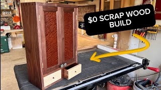 Budget build 2  Walnut shop cabinet made entirely of scrap [upl. by Refynnej]