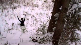 Snow sledding in wetsuits and skim boards [upl. by Gould425]