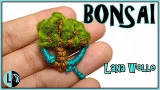 Tutorial ÁRBOL EN ARGOLLA BONSÁI Llavero Paso a Paso TREE BAUM Schlüsselanhänger LANA WOLLE [upl. by Girardo995]