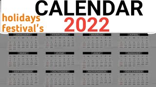 Calendar  Calendar 2022  Government Calendar  Bank Calendar [upl. by Hartmunn]