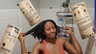 Natural Hair Wash Day Routine using OLIOLOGY COCONUT OIL product line [upl. by Irab806]