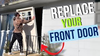 DIY Front Door Replacement How to Replace a Front Door StepbyStep [upl. by Nadual987]