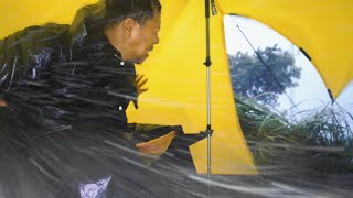 ⛈️ HIT BY STORM heavy rain camping with strong wind amp thunderstorm SOLO CAMPING 🏕️ [upl. by Abbi218]