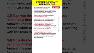 Finance Assistant Interview Questions and Answer [upl. by Nolyarg]