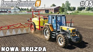 Spreading fertilizer and herbicide harvesting barley  Nowa Bruzda  Farming simulator 19  ep 05 [upl. by Eendyc962]