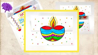 DIY Easy and Quick FOLDING SURPRISE Diwali Card Making Handmade Greeting Card Diwali drawing [upl. by God]