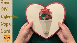 EASY DIY VALENTINE POP UP CARD  HEART FLOWER LOVE POP CARD [upl. by Verda]