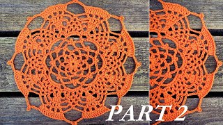 Crochet Pineapple Doily Tutorial Part 2 Round 8  12 [upl. by Sivolc]