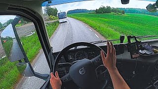 Narrow country road POV driving  Volvo FH 540 amp Trailer  Märsta to Norrtälje [upl. by Tronna]