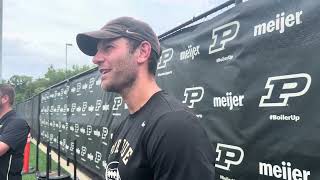 Purdue offensive coordinator Graham Harrell after day two of fall camp [upl. by Annayar270]