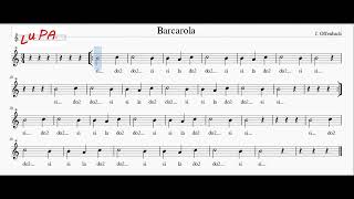 Barcarola J Offenbach  Flauto dolce  Note  Spartito  Karaoke  Recorder  Instrumental [upl. by Bret374]