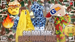 10000 RARE BAPE HOODIE HAUL [upl. by Ymmik]