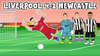 JOTA FOUL or DIVE Liverpool 42 Newcastle United Goals Highlights Salah Gakpo Jones 2023 [upl. by Hgielhsa]