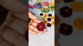 Easy woolen flower making tutorial diy shorts crafts [upl. by Issie]