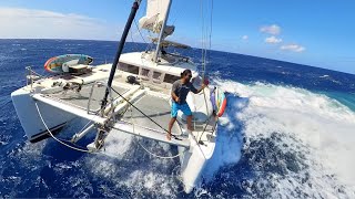 The BIGGEST SEAS we have EVER sailed in  Episode 246 sailing catamaran [upl. by Douglas261]