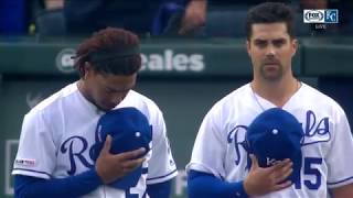 Royals Opening Day National Anthem and B2 bomber flyover [upl. by Irep]