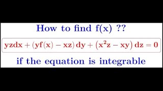 PDE How to find fx if the Pfaffian differential equation is integrable [upl. by Yekcim]