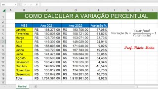 Como calcular a Variação Percentual em Porcentagem no Excel  Muito fácil [upl. by Rafaj]