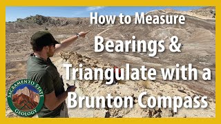 How to measure bearings amp triangulate locations with a Brunton Compass [upl. by Nallij691]