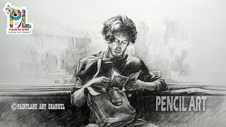 How to Draw and Shade A Man Reading A book With PENCIL  Easy Pencil Art [upl. by Nihi]