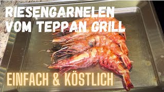 RIESENGARNELEN mit SCHALE auf dem TEPPANYAKI GRILL zubereiten  entdarmen grillen schälen essen [upl. by Ameer815]