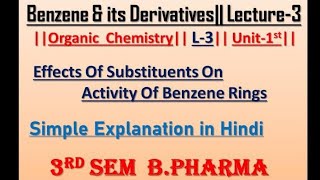 Effects of Substituents On Activity of Benzene Rings POC 2 L3 Unit1 Bpharma 3rdCarewell [upl. by Ceporah]