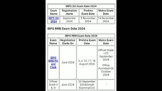 IBPS Exam date 2024🤗 [upl. by Llerrit]