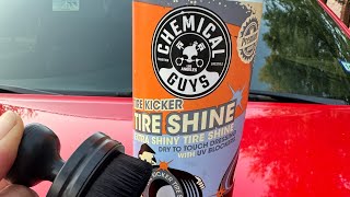 Tire shine application using chemical guys tire kicker tire shine and brush [upl. by Anidal]