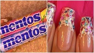 Using Mentos Candy Foil for Nail Art Tutorial [upl. by Erimahs160]