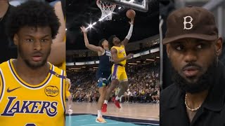 Bronny James scores first bucket and has chase down block in first game for Lakers [upl. by Aciria]