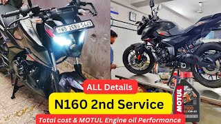 Bajaj Pulsar N160 Second Service  Motul engine oil in N160 [upl. by Aihsekan890]