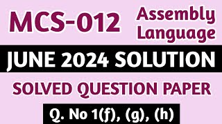 P3 Q 1f g h  MCS 012 June 2024 Solution  MCS 012 Solved Question Paper Mcs012 Important [upl. by Edea]