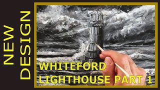 DESIGN for Whiteford Lighthouse pt 1 growyourchannel seascapepainting lighthouse [upl. by Irrak]