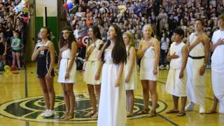 Westhampton Beach High School sings the National anthem 9 16 16 [upl. by Eimmit]