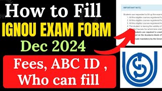 Ignou Dec 2024 Exam Form Release How to Fill ignou exam form dec 2024 step by step [upl. by Aggri]