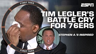 🤣 Stephen A emotional after Tim Leglers MOTIVATIONAL speech for Knicks76ers  First Take [upl. by Egiedan]