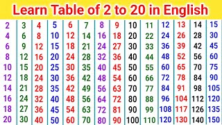 Table 2 to 20  2 to 20 tables  Pahada 2 to 20  table of two to twenty  table of 2 to 20 [upl. by Vladamir]