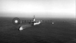 USS Philippine Sea towed by USS Chowanoc at Point Loma and Large Harbor Tugs undeHD Stock Footage [upl. by Strauss]