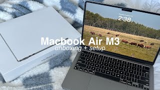 macbook air m3 unboxing 🍎 setting up amp review [upl. by Enatan]